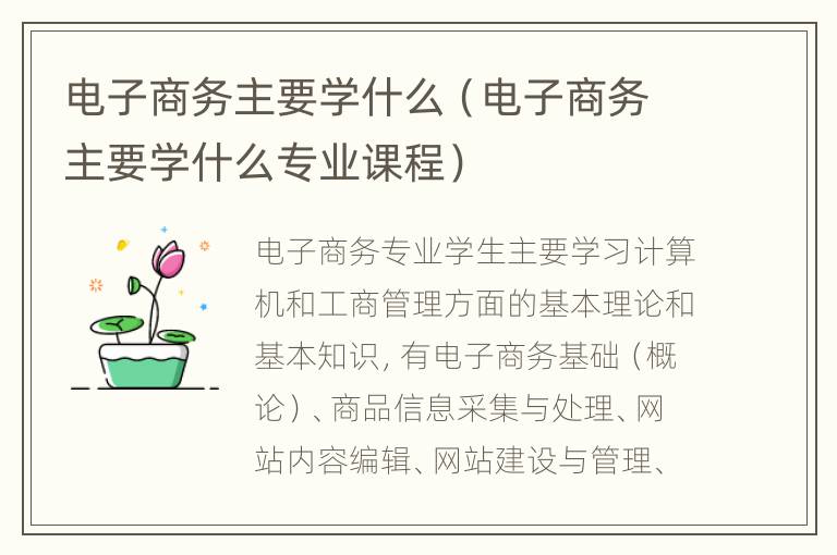 电子商务主要学什么（电子商务主要学什么专业课程）