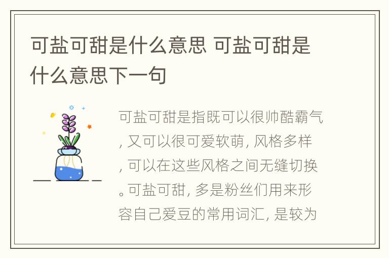 可盐可甜是什么意思 可盐可甜是什么意思下一句