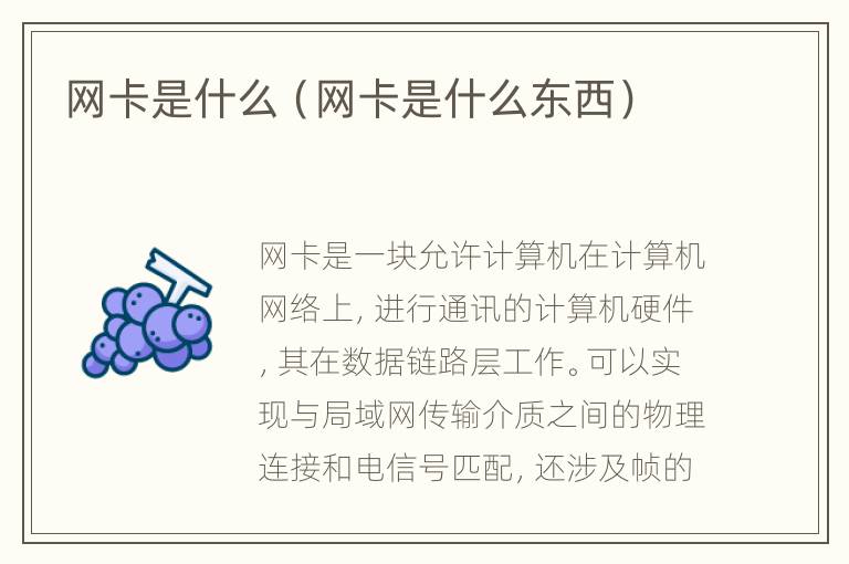 网卡是什么（网卡是什么东西）