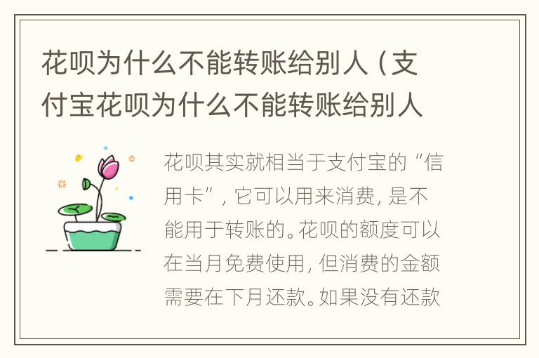 花呗为什么不能转账给别人（支付宝花呗为什么不能转账给别人）