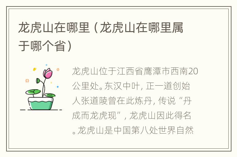 龙虎山在哪里（龙虎山在哪里属于哪个省）