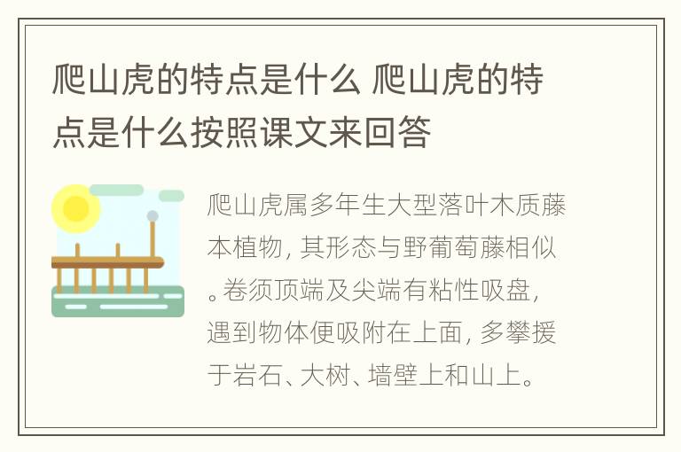 爬山虎的特点是什么 爬山虎的特点是什么按照课文来回答