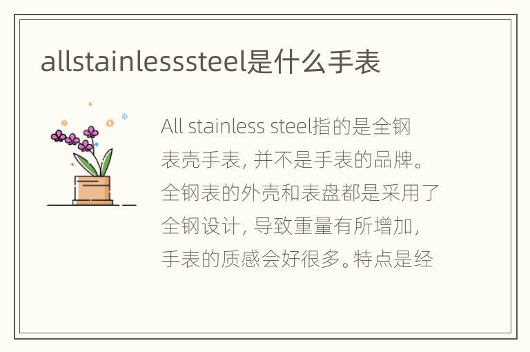 allstainlesssteel是什么手表