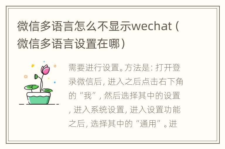 微信多语言怎么不显示wechat（微信多语言设置在哪）