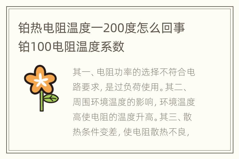 铂热电阻温度一200度怎么回事 铂100电阻温度系数