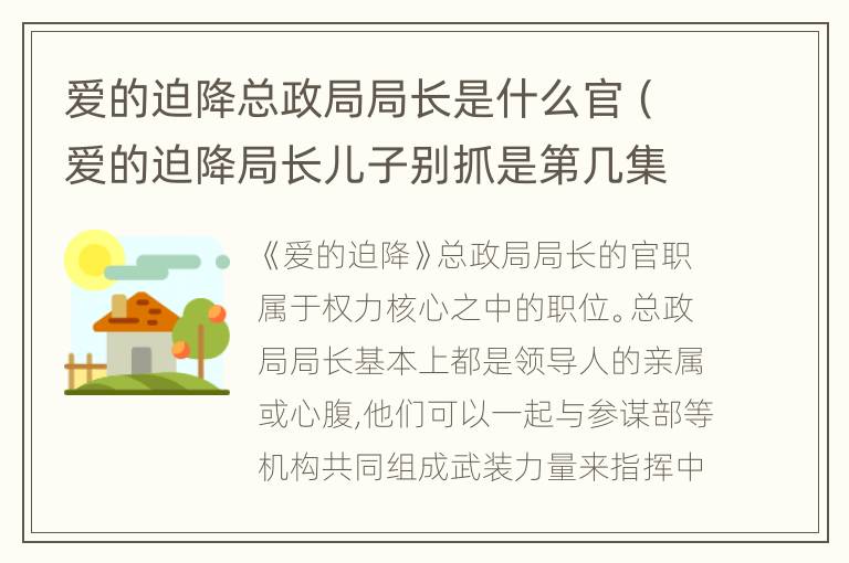 爱的迫降总政局局长是什么官（爱的迫降局长儿子别抓是第几集）