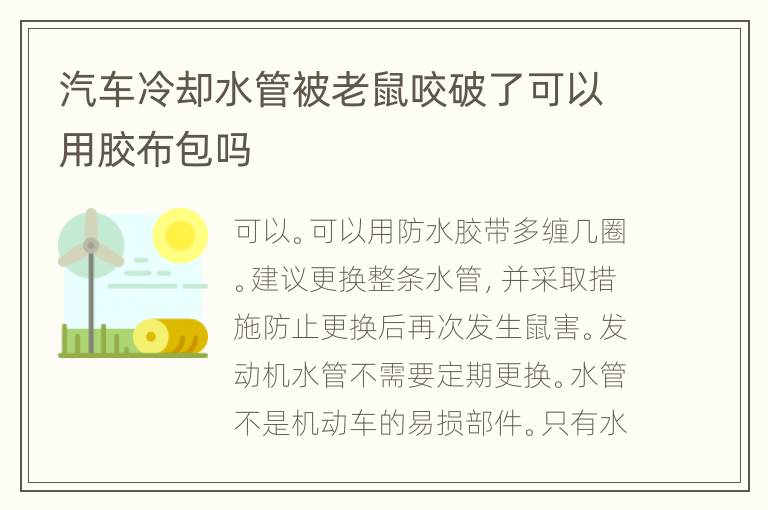 汽车冷却水管被老鼠咬破了可以用胶布包吗