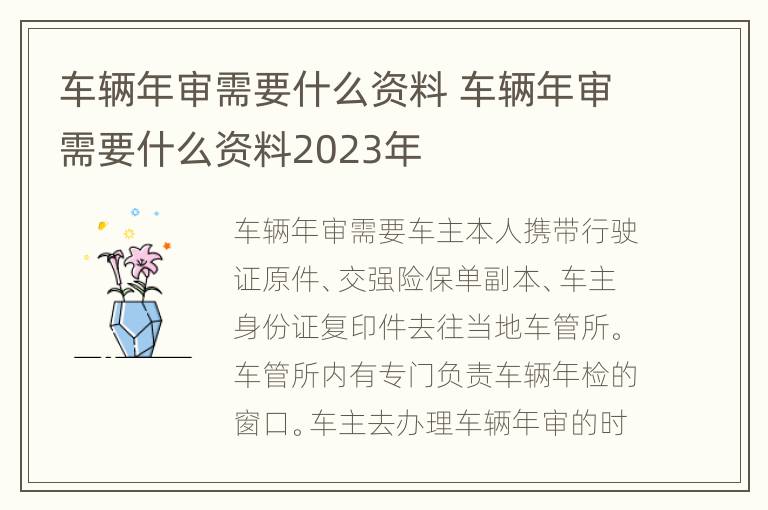 车辆年审需要什么资料 车辆年审需要什么资料2023年