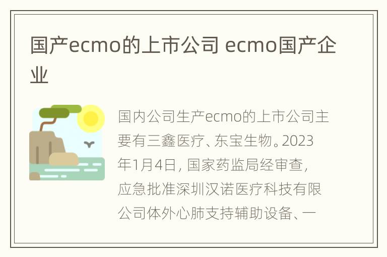 国产ecmo的上市公司 ecmo国产企业