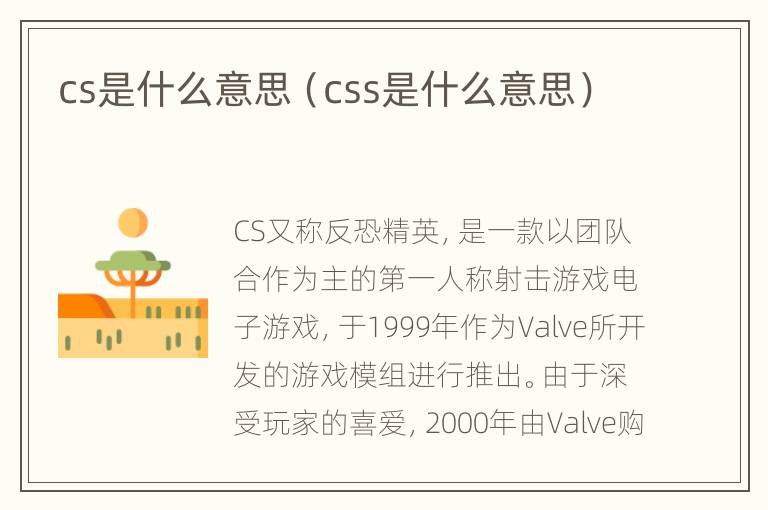 cs是什么意思（css是什么意思）