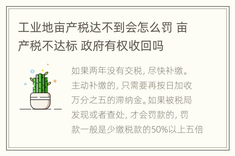 工业地亩产税达不到会怎么罚 亩产税不达标 政府有权收回吗