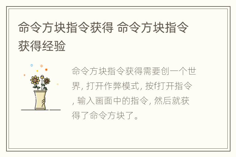 命令方块指令获得 命令方块指令获得经验