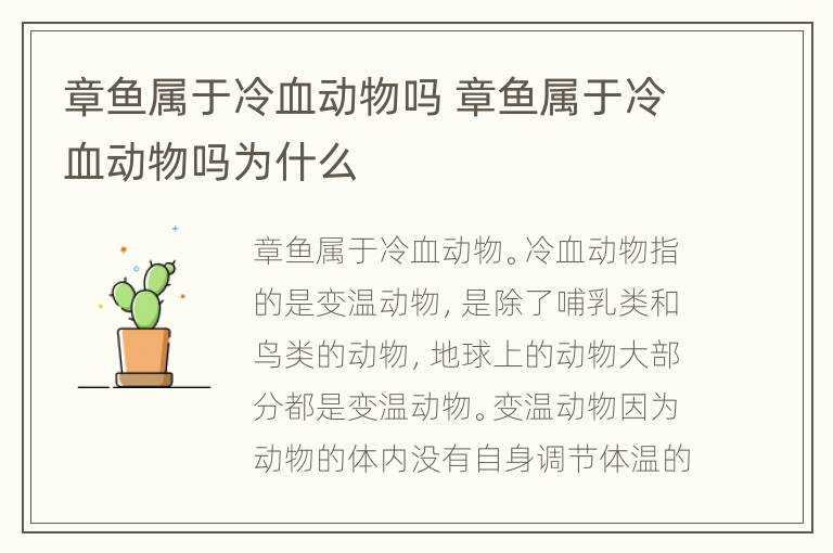 章鱼属于冷血动物吗 章鱼属于冷血动物吗为什么