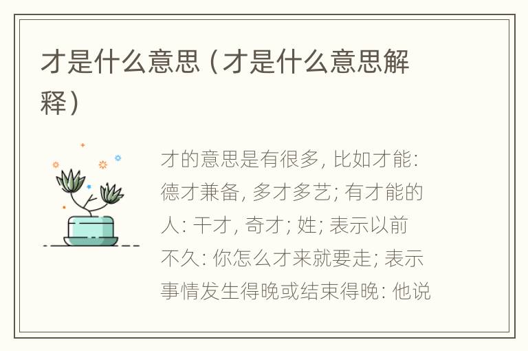 才是什么意思（才是什么意思解释）