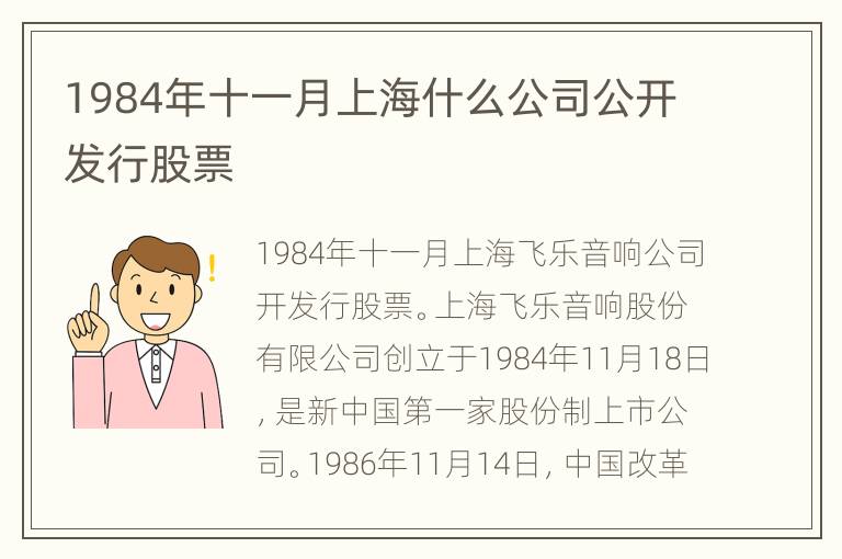 1984年十一月上海什么公司公开发行股票