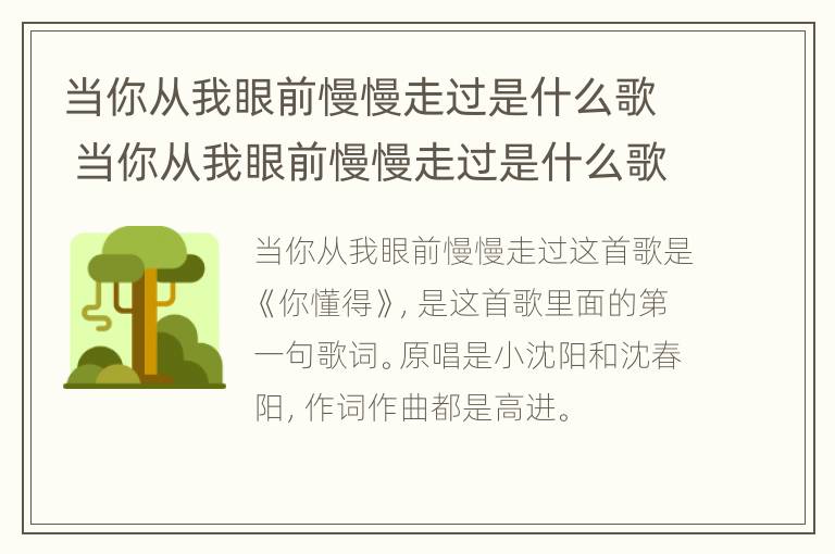 当你从我眼前慢慢走过是什么歌 当你从我眼前慢慢走过是什么歌抖音