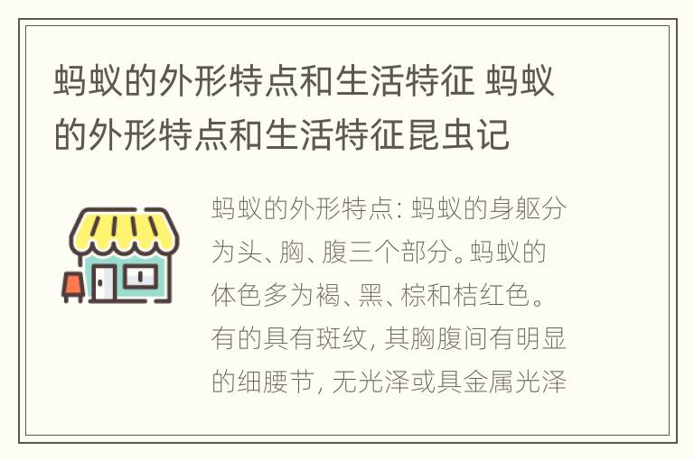 蚂蚁的外形特点和生活特征 蚂蚁的外形特点和生活特征昆虫记