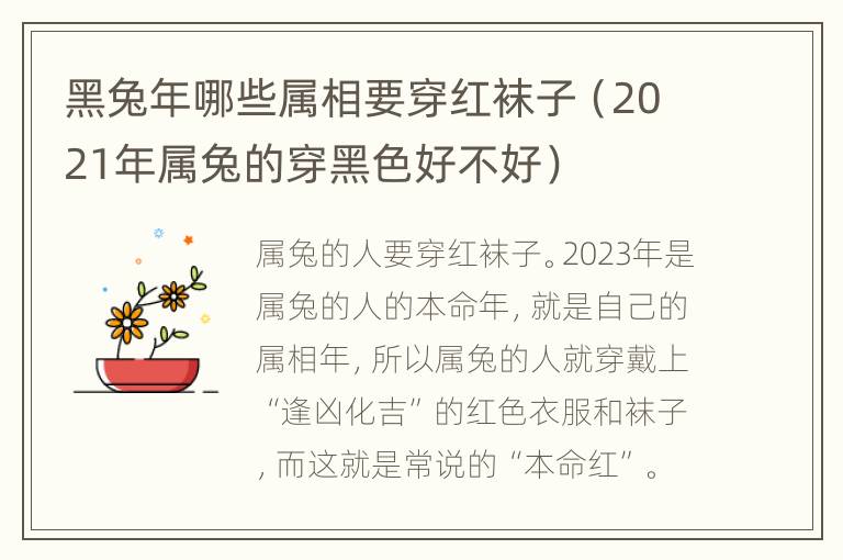 黑兔年哪些属相要穿红袜子（2021年属兔的穿黑色好不好）