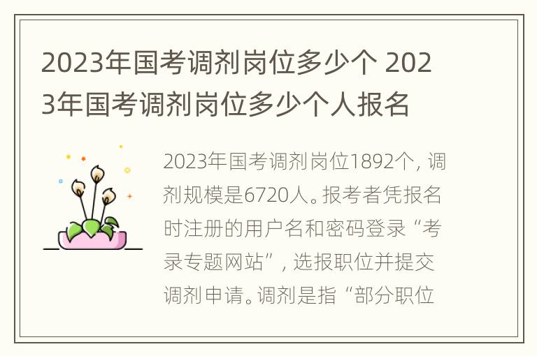 2023年国考调剂岗位多少个 2023年国考调剂岗位多少个人报名