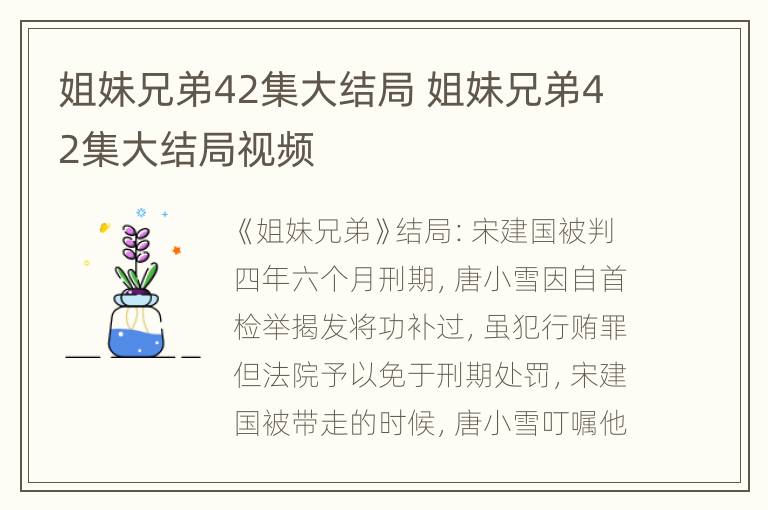 姐妹兄弟42集大结局 姐妹兄弟42集大结局视频