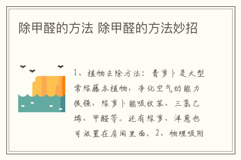 除甲醛的方法 除甲醛的方法妙招