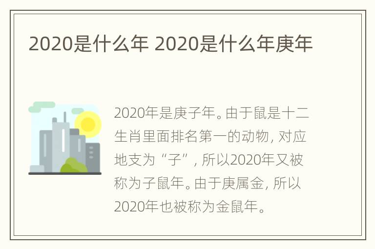 2020是什么年 2020是什么年庚年