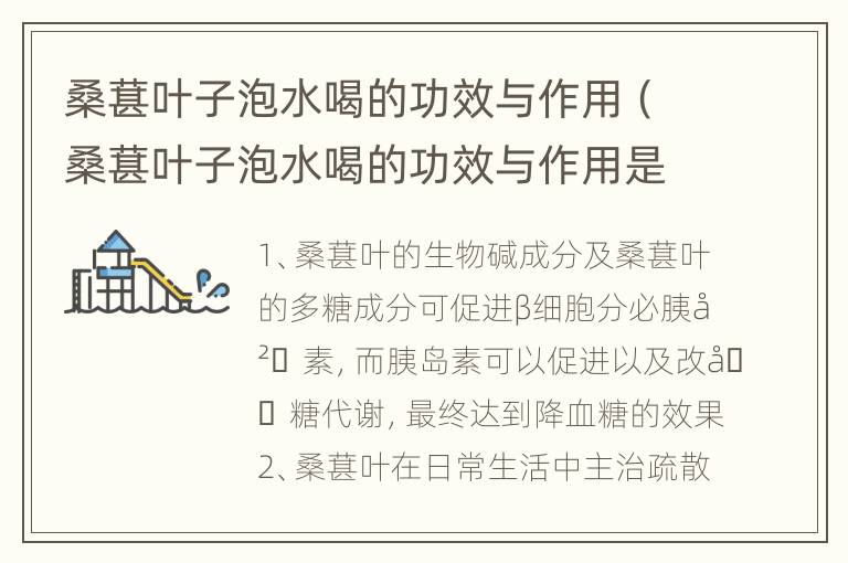 桑葚叶子泡水喝的功效与作用（桑葚叶子泡水喝的功效与作用是什么）