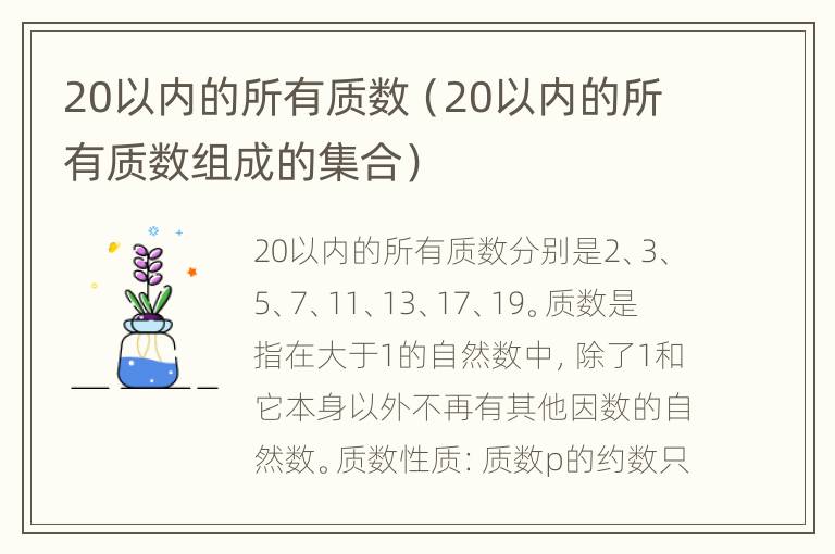 20以内的所有质数（20以内的所有质数组成的集合）