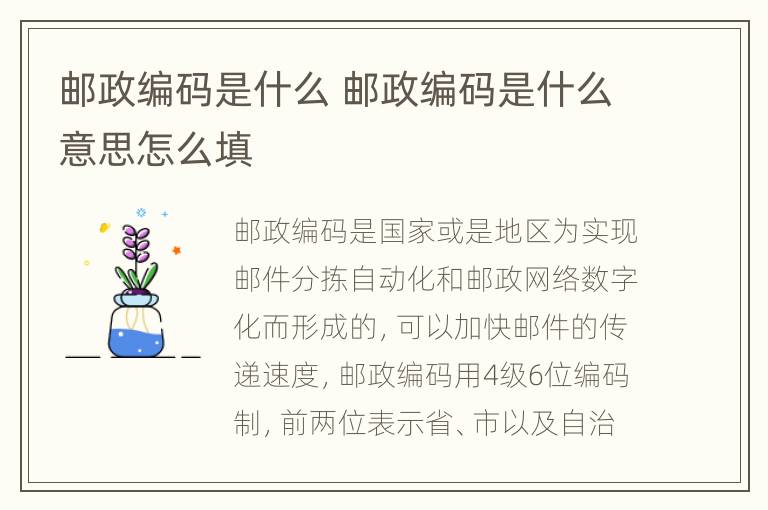 邮政编码是什么 邮政编码是什么意思怎么填