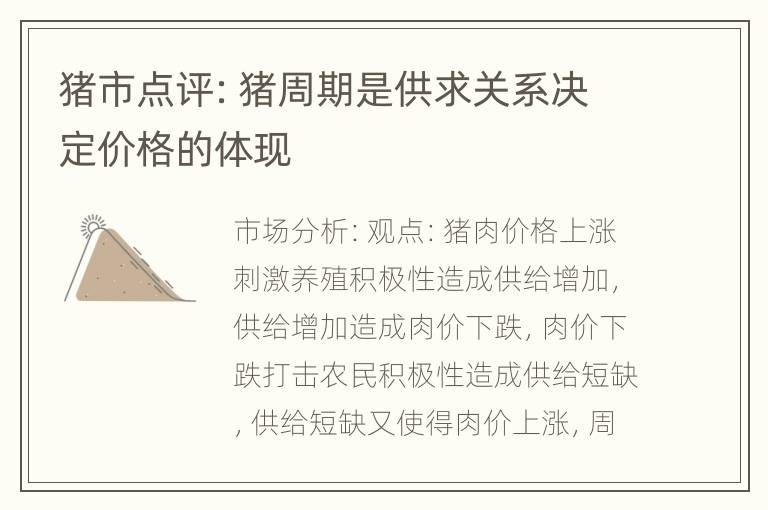 猪市点评：猪周期是供求关系决定价格的体现