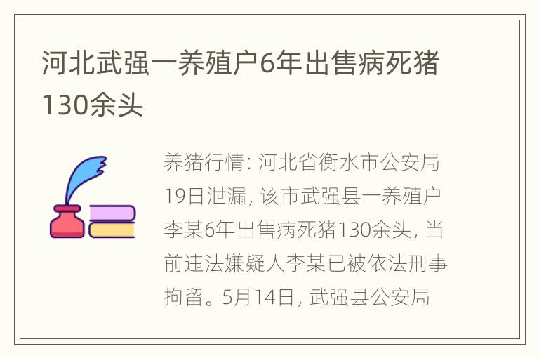 河北武强一养殖户6年出售病死猪130余头