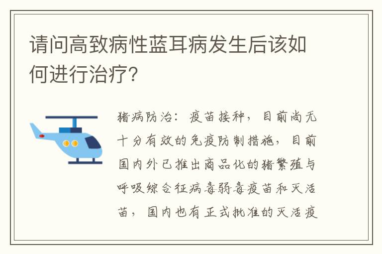 请问高致病性蓝耳病发生后该如何进行治疗？