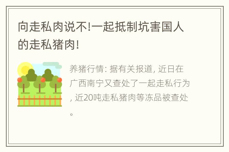 向走私肉说不!一起抵制坑害国人的走私猪肉!