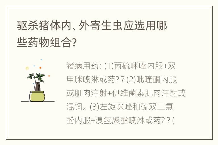 驱杀猪体内、外寄生虫应选用哪些药物组合？