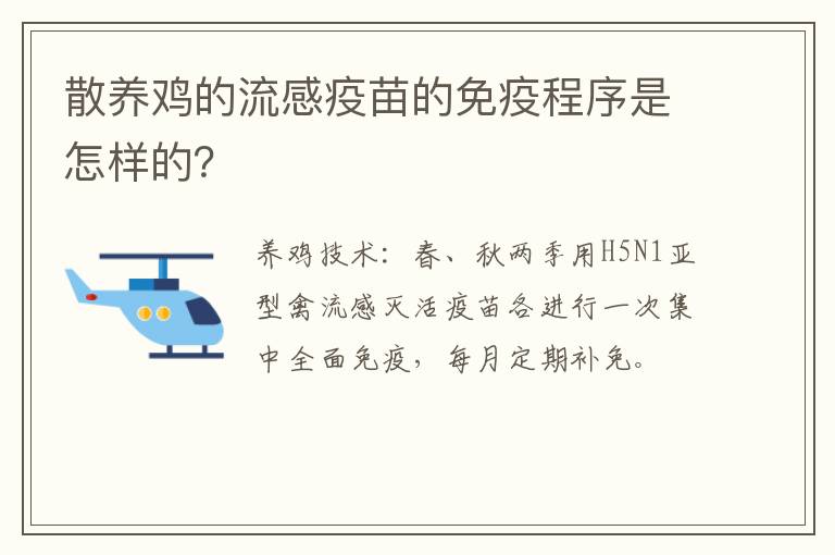 散养鸡的流感疫苗的免疫程序是怎样的？