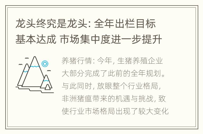 龙头终究是龙头：全年出栏目标基本达成 市场集中度进一步提升