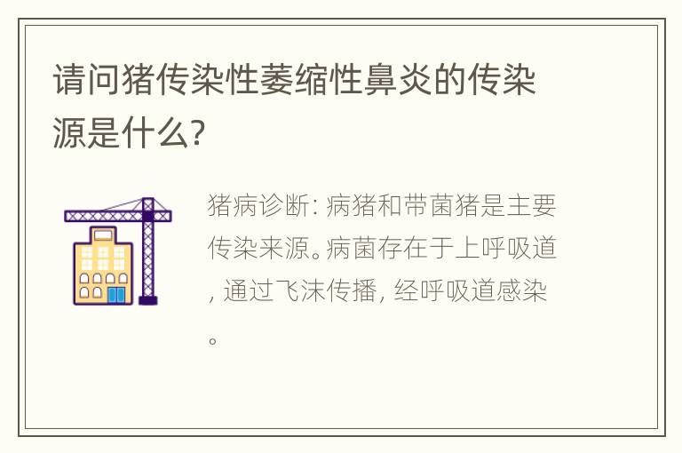 请问猪传染性萎缩性鼻炎的传染源是什么？