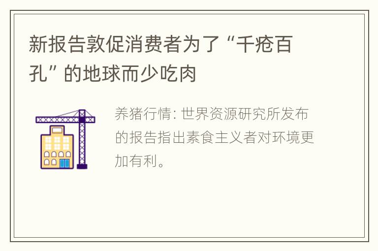 新报告敦促消费者为了“千疮百孔”的地球而少吃肉