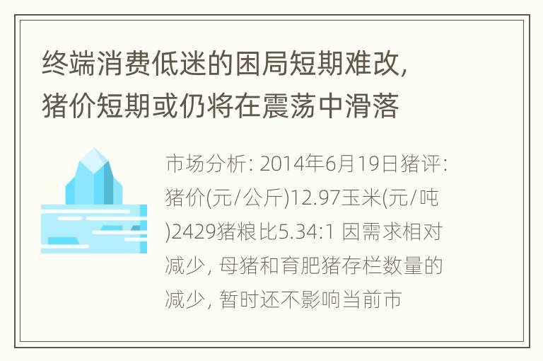 终端消费低迷的困局短期难改，猪价短期或仍将在震荡中滑落