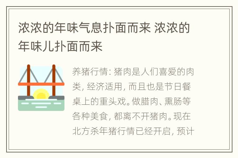 浓浓的年味气息扑面而来 浓浓的年味儿扑面而来