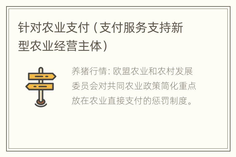 针对农业支付（支付服务支持新型农业经营主体）