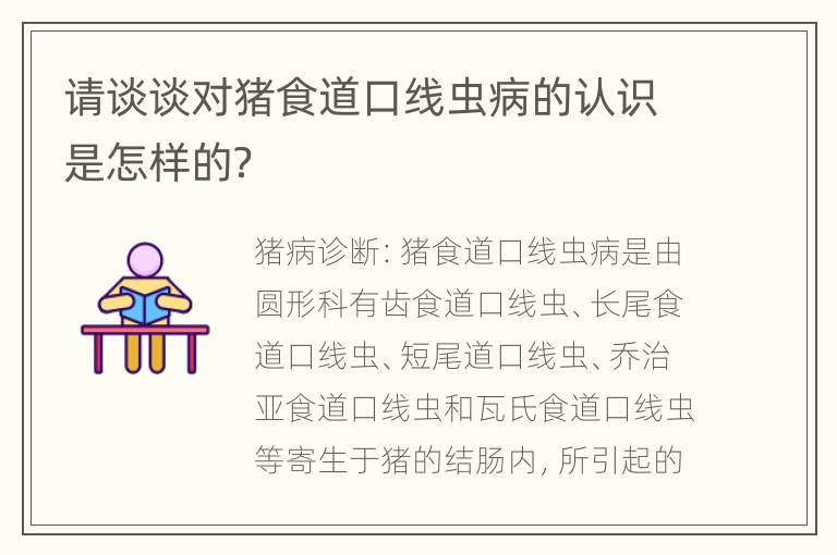 请谈谈对猪食道口线虫病的认识是怎样的？