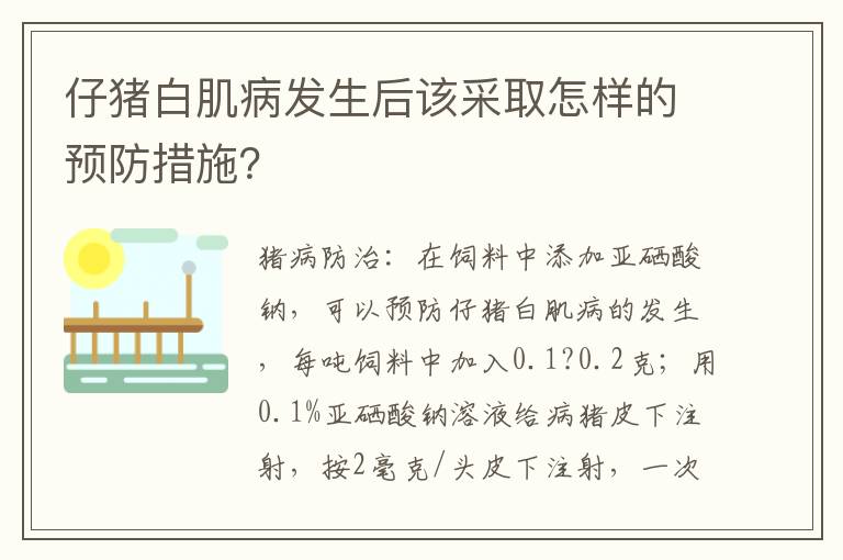 仔猪白肌病发生后该采取怎样的预防措施？