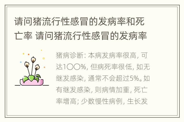 请问猪流行性感冒的发病率和死亡率 请问猪流行性感冒的发病率和死亡率是多少