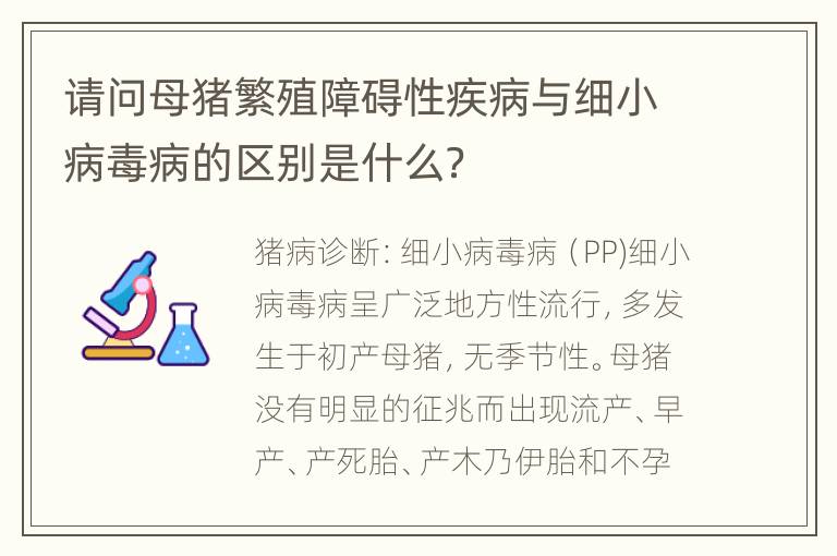 请问母猪繁殖障碍性疾病与细小病毒病的区别是什么？