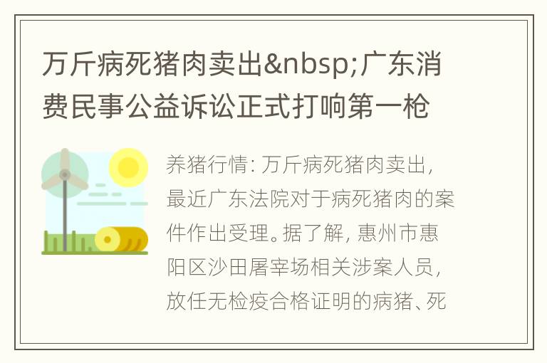 万斤病死猪肉卖出 广东消费民事公益诉讼正式打响第一枪！