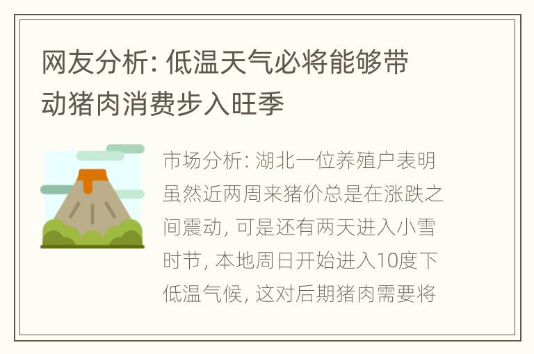 网友分析：低温天气必将能够带动猪肉消费步入旺季