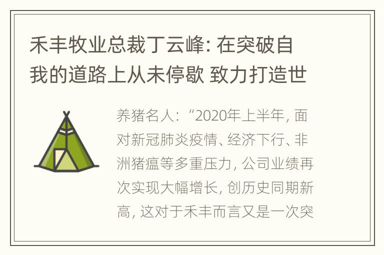 禾丰牧业总裁丁云峰：在突破自我的道路上从未停歇 致力打造世界