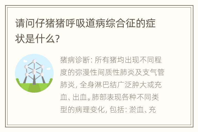 请问仔猪猪呼吸道病综合征的症状是什么？