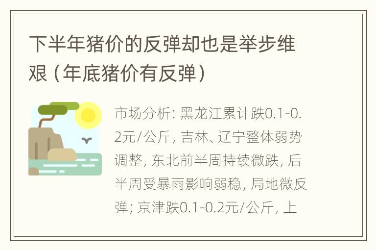 下半年猪价的反弹却也是举步维艰（年底猪价有反弹）